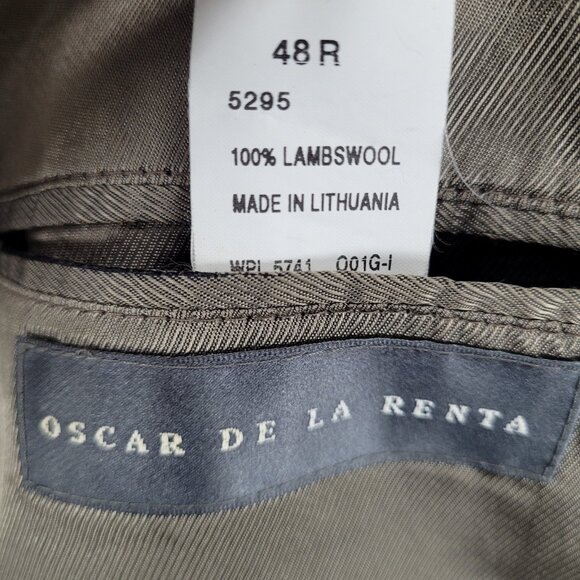Oscar De La Renta Brown 100% Lambswool 2 Button Blazer Sport Coat Size 48R - Picture 3 of 16